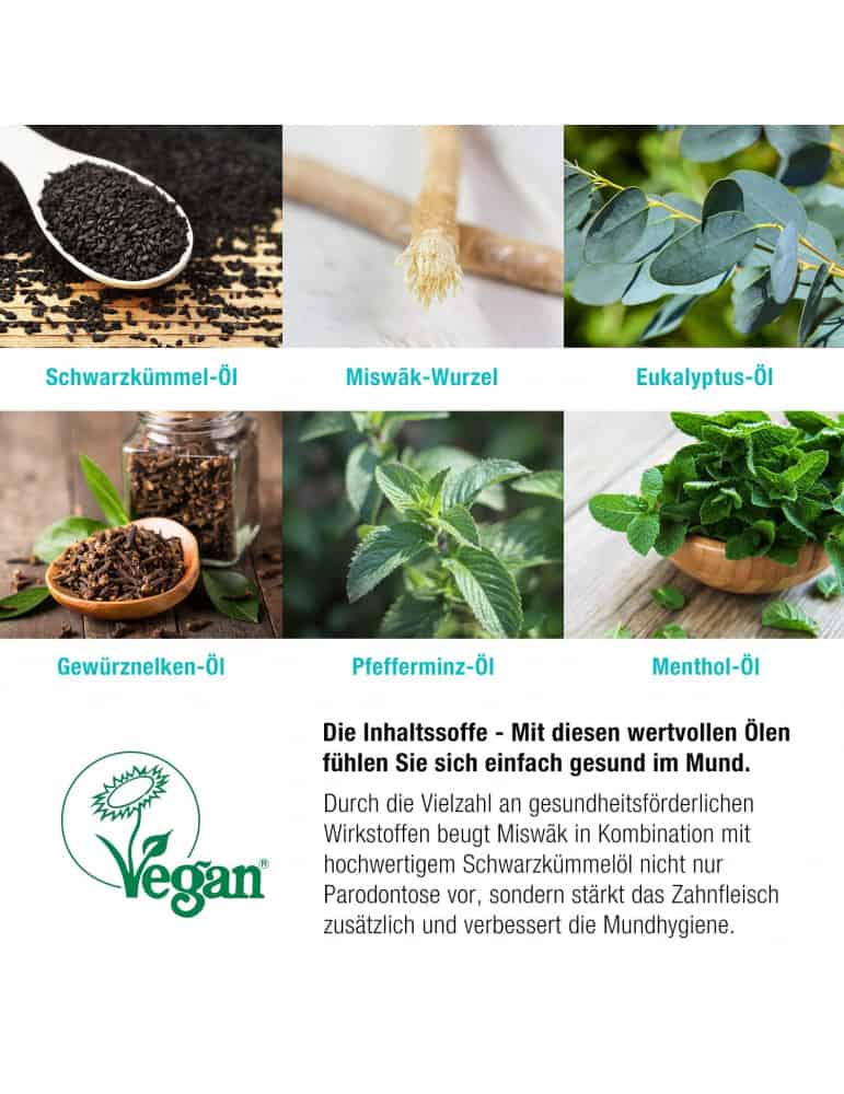 Zahnpasta aus Schwarzkümmelöl und Miswak - natürlich & vegan