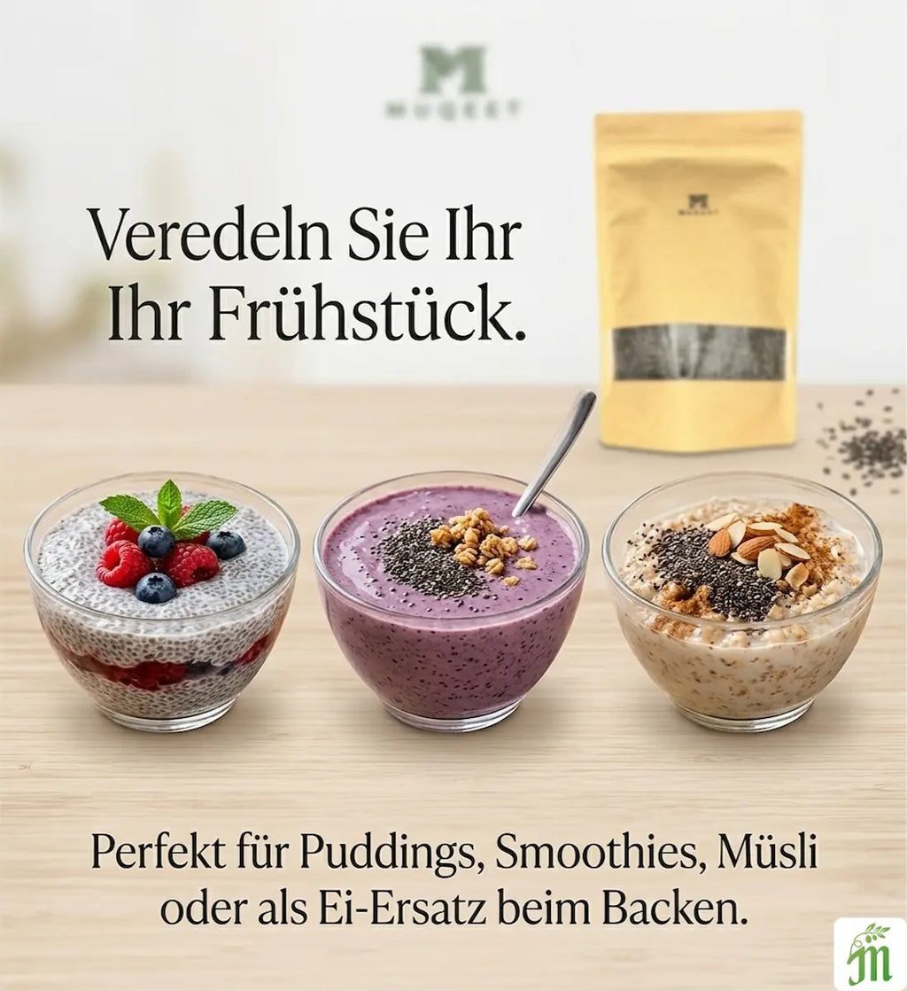 Chiasamen finden Verwendung in Puddings, Smoothies und Müsli
