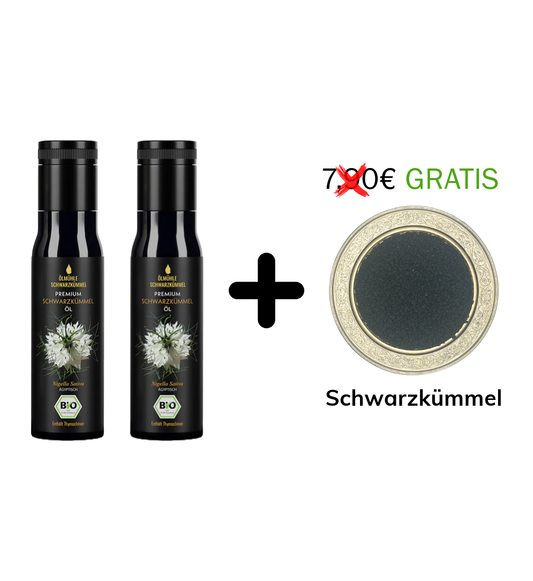 2 Schwarzkümmelöle + 200g Schwarzkümmel GRATIS