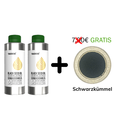 2 Tasnim Schwarzkümmelöle + 200g Schwarzkümmel GRATIS